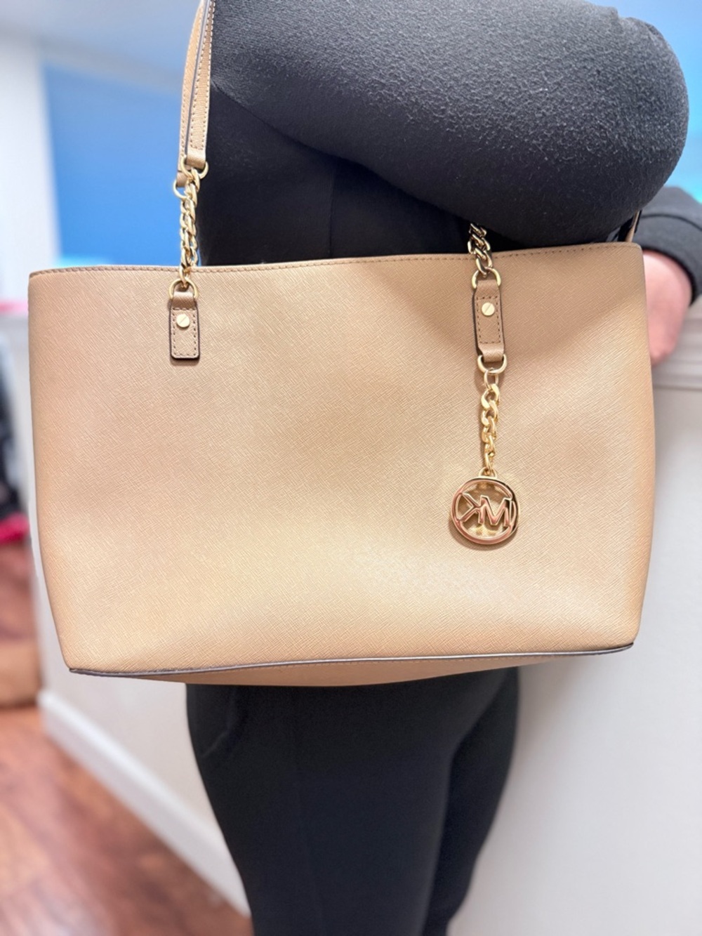 Michael Kors Caramel Saffiano Leather Tote with Gold Charm - Picture 5 of 5
